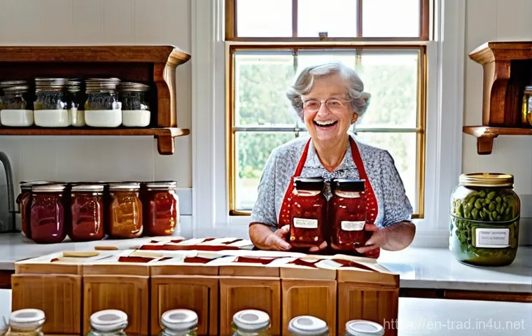 전통 장류 보관법 - **A Vibrant Fermentation Lab:** A cozy, well-lit rustic kitchen counter, adorned with various active...
